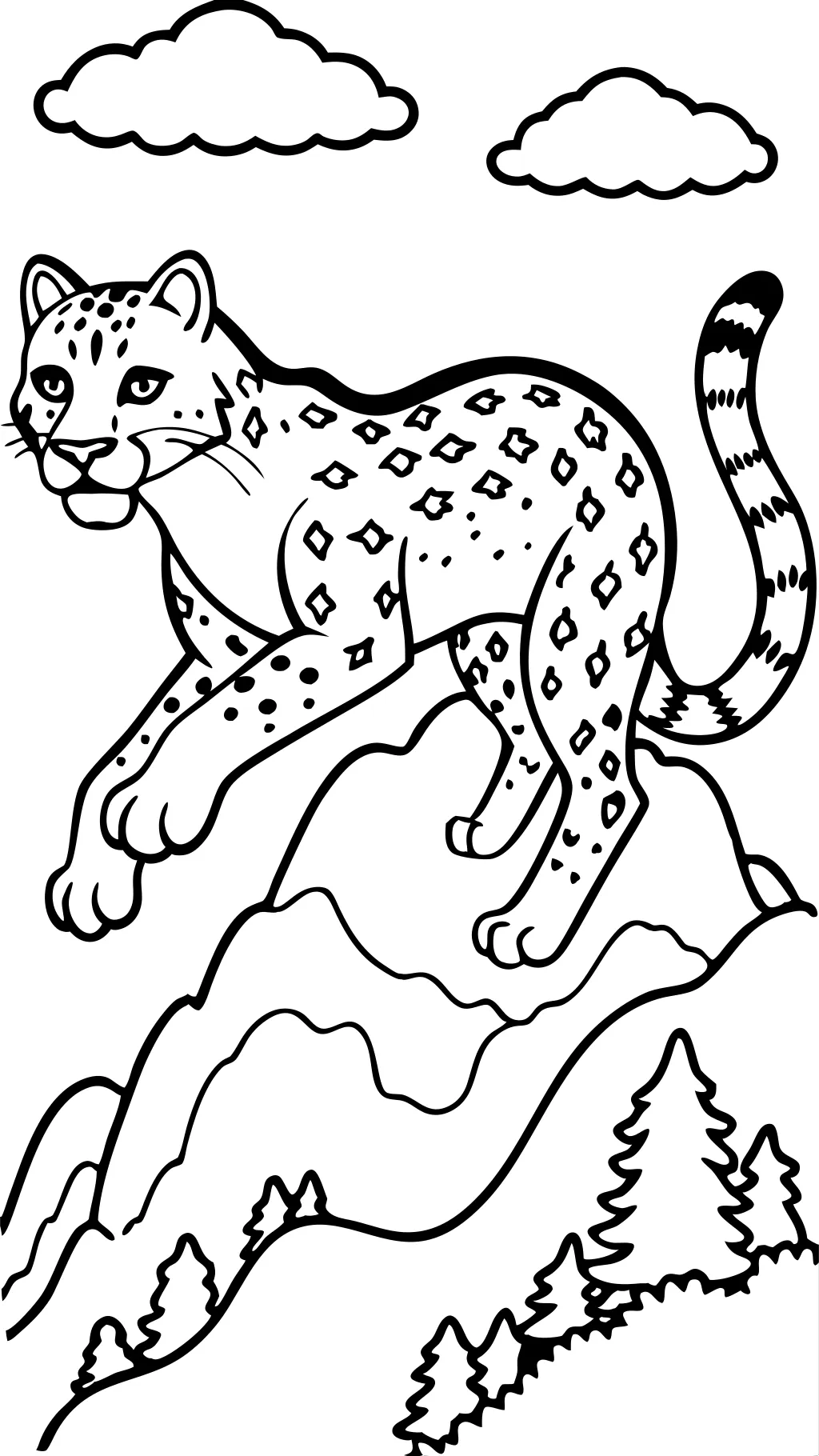 página de color de leopardo de nieve